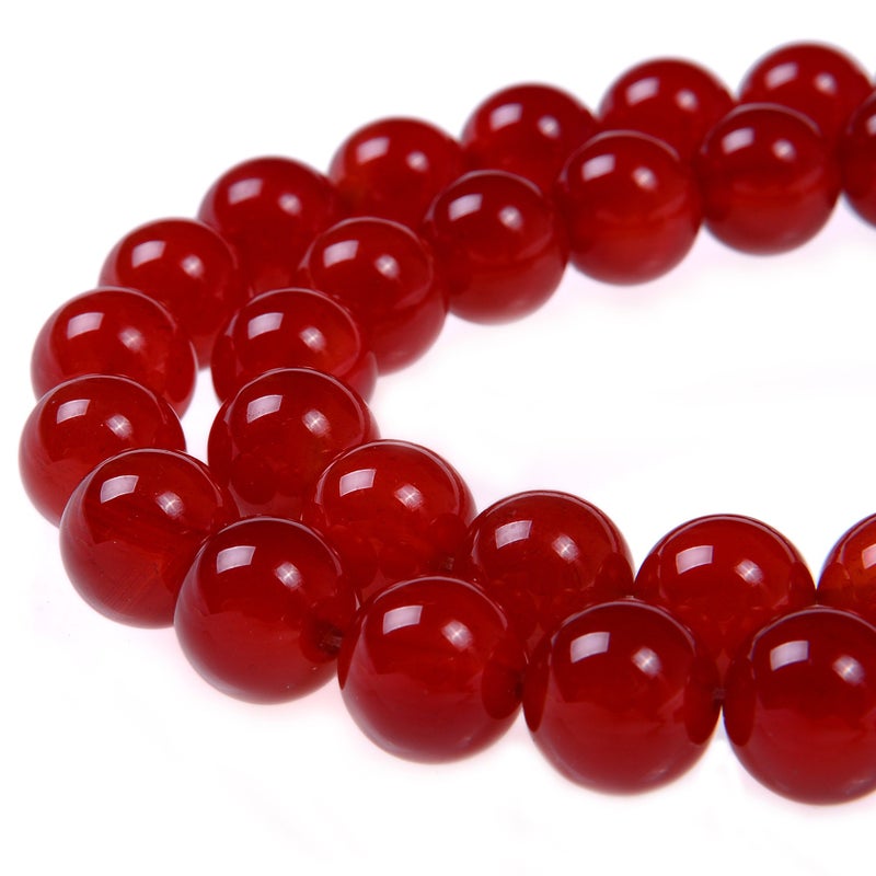 PLTbeads Smooth Round Shape Natural Gemstone Loose Beads for 1 Strand per Bag Approxi 15.5 inch 48-50pcsJewelry Making (6mm, Red Carnelian) - Image 1